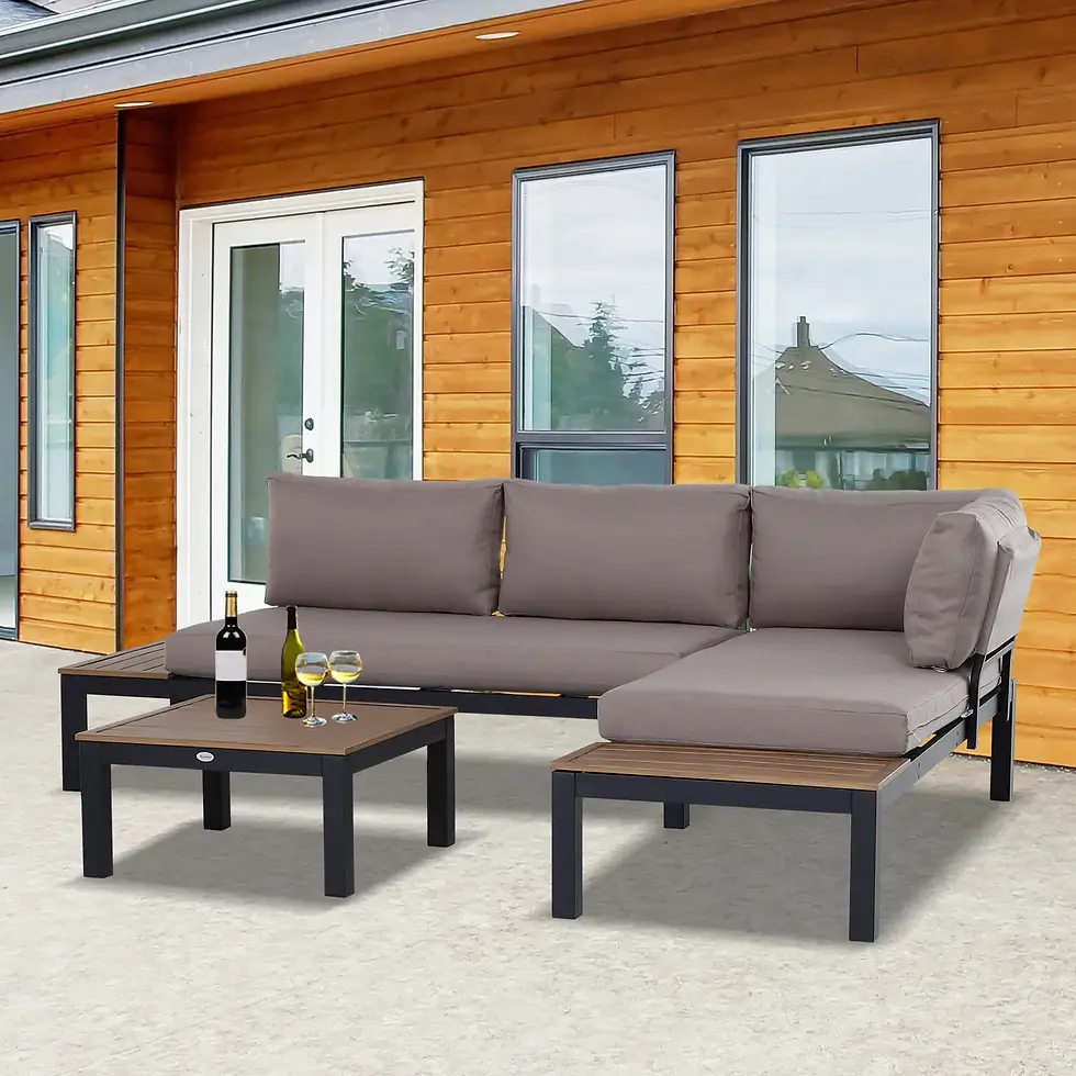 Thumbnail: Outsunny 3 Pieces Garden Furniture Sets, Aluminium Outdoor Corner Sofa set Black