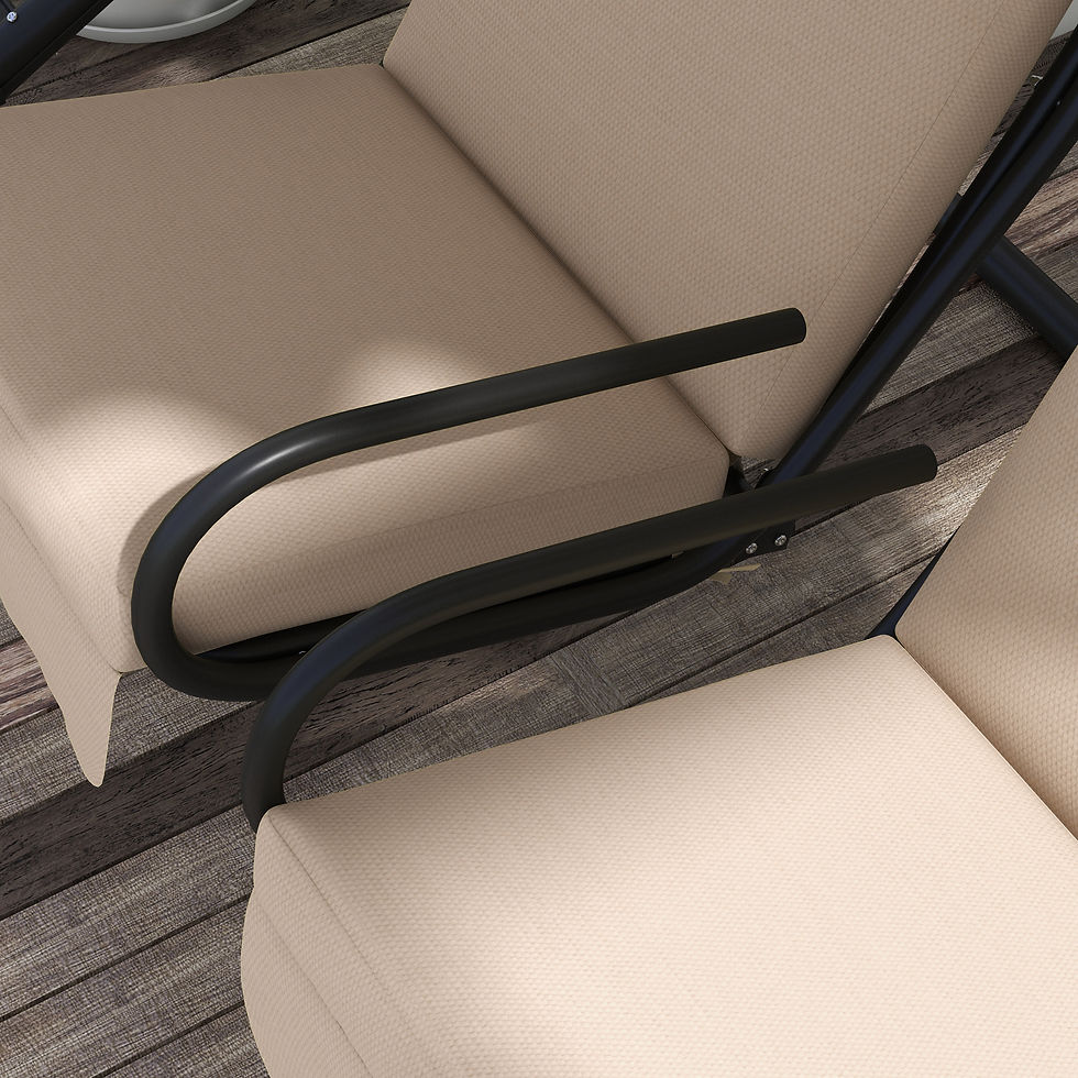 Thumbnail: Two-Seat Garden Swing Chair, with Protective Canopy - Beige