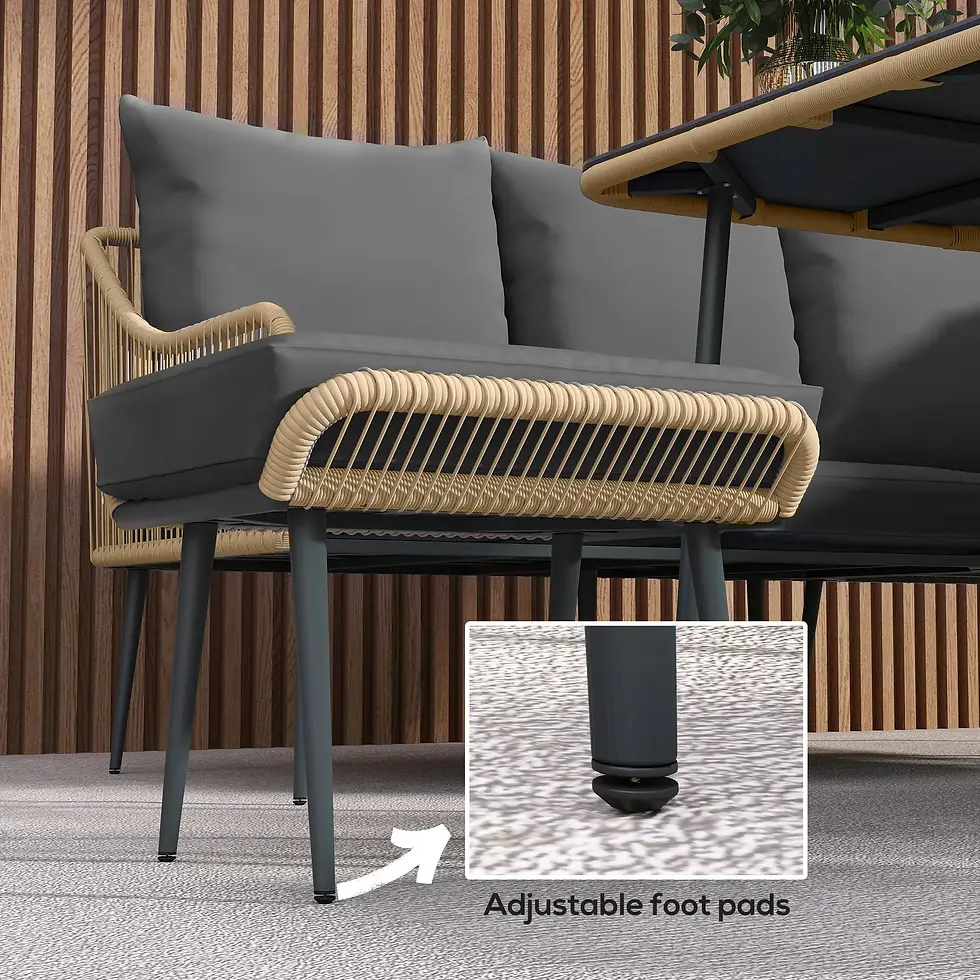 Thumbnail: Outdoor Sectional Sofa Set w/ Glass Table & Ottomans - Modern Patio Furniture