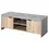 Thumbnail: Front view from the right side of the HOMCOM TV Stand for TV up to 55 inches, displayed on a completely white background, showcasing its sleek design and functional storage with two doors and open shelves