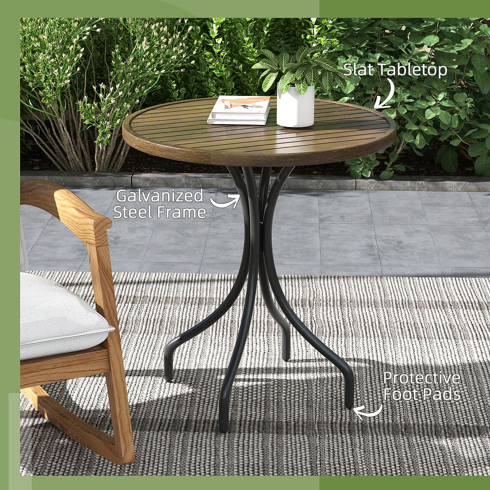 Thumbnail: Outsunny Φ66cm Galvanised Steel Garden Table - Brown
