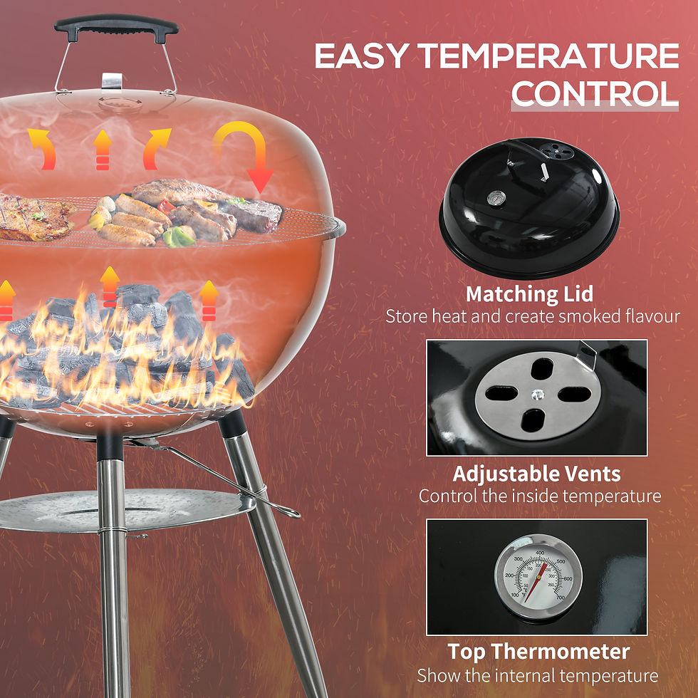 Thumbnail: Outsunny Portable Kettle Charcoal Grill - Black