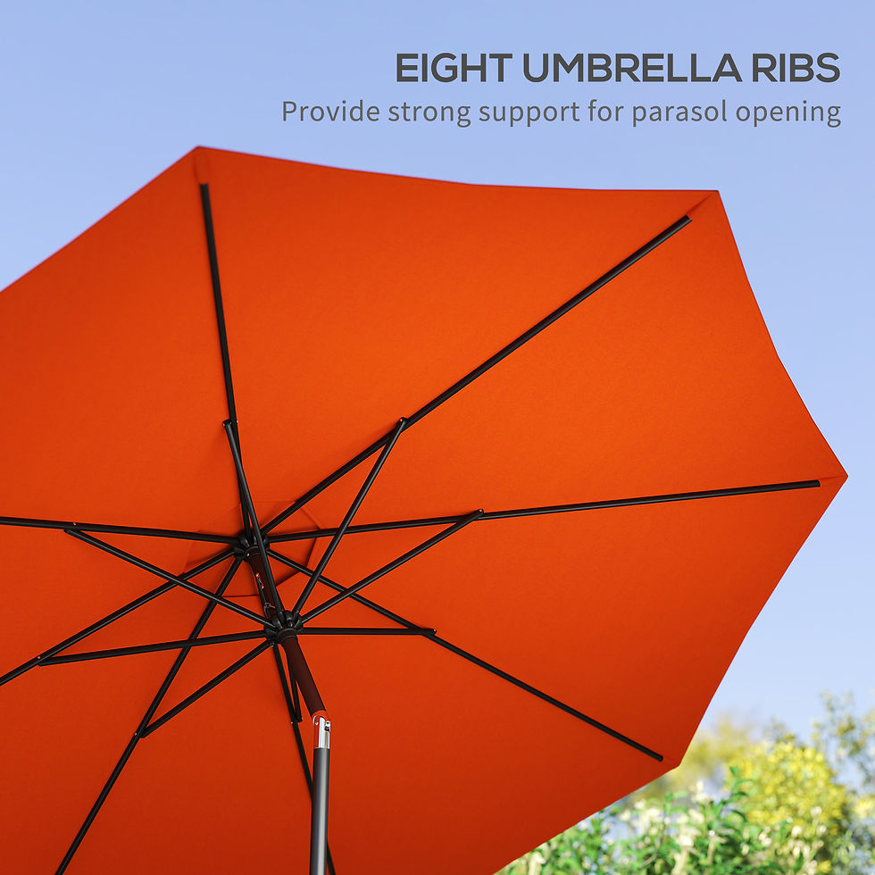 Thumbnail: 3 m Garden Parasol Umbrellas, Outdoor Sun Shade with 8 Ribs, Tilt and Crank Hand