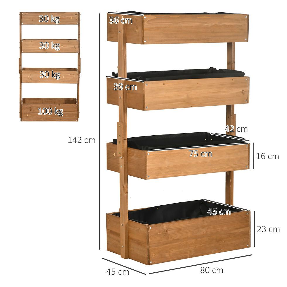 Thumbnail: Outsunny Four-Tier Basket Wooden Plant Stand - Orange