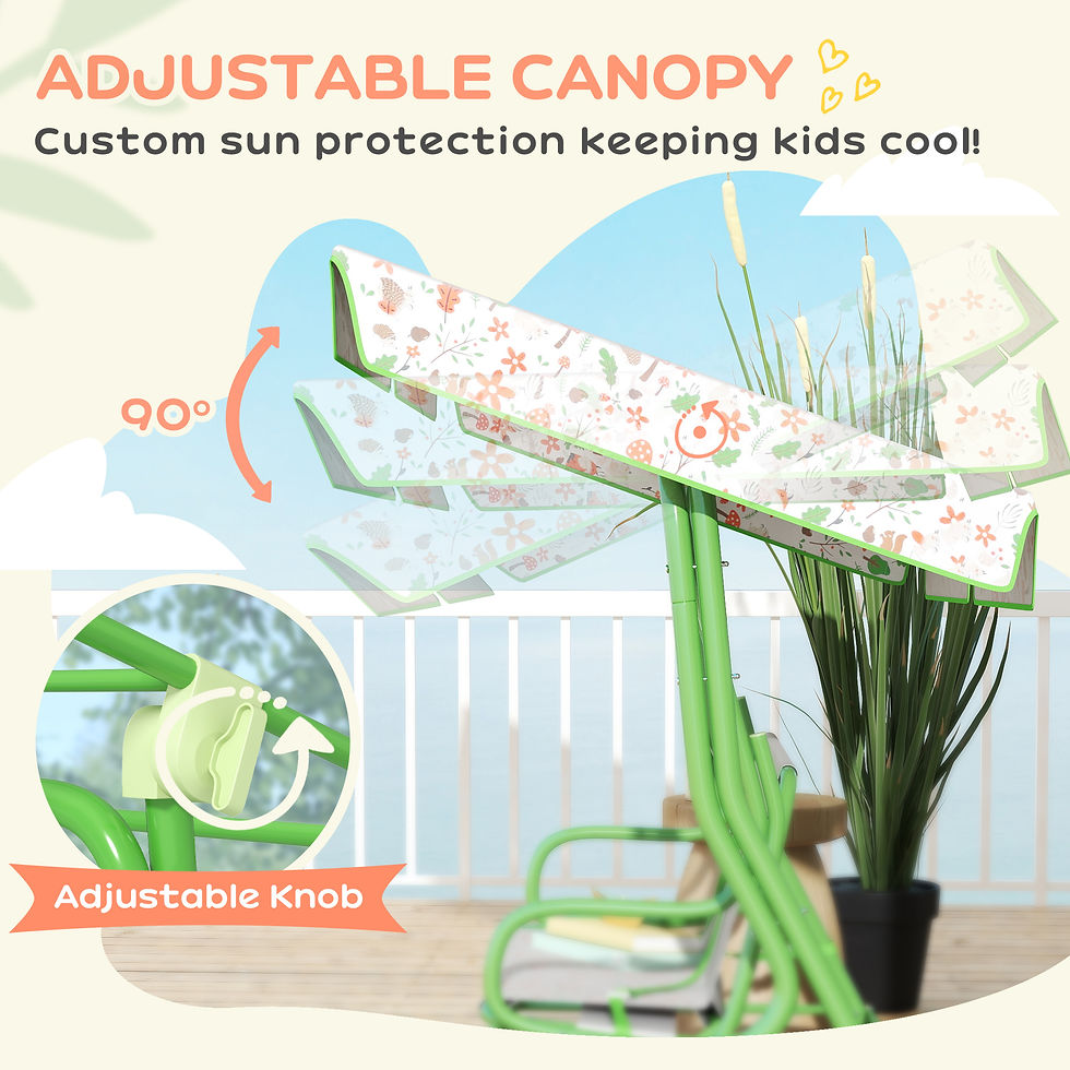 Thumbnail: Kids Garden Swing Chair with Adjustable Canopy, Safety Belt, 2 Seater Hammock Sw