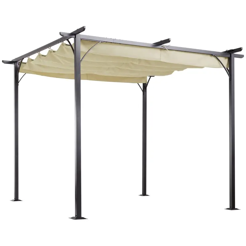 Thumbnail: Outsunny 3 x 3(m) Metal Pergola with Retractable Roof, Beige