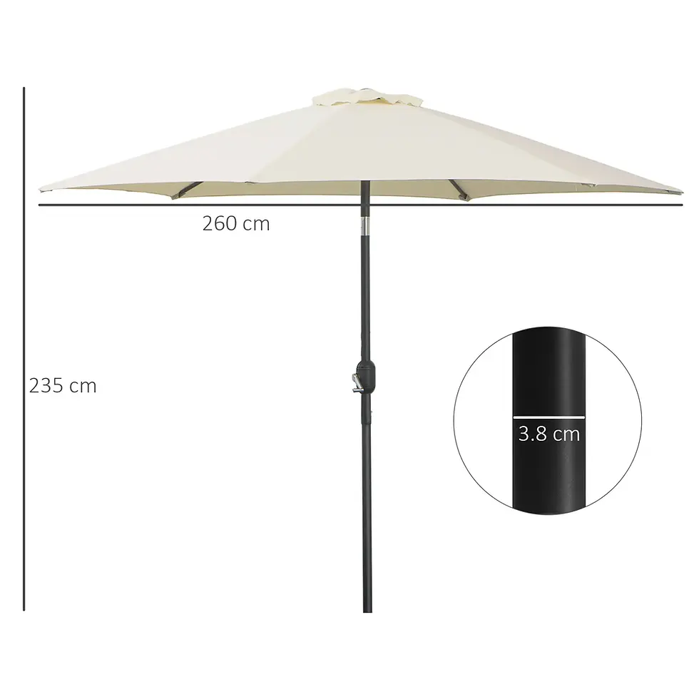 Relax in the Shade - Outsunny 2.6M Light Grey Garden Parasol