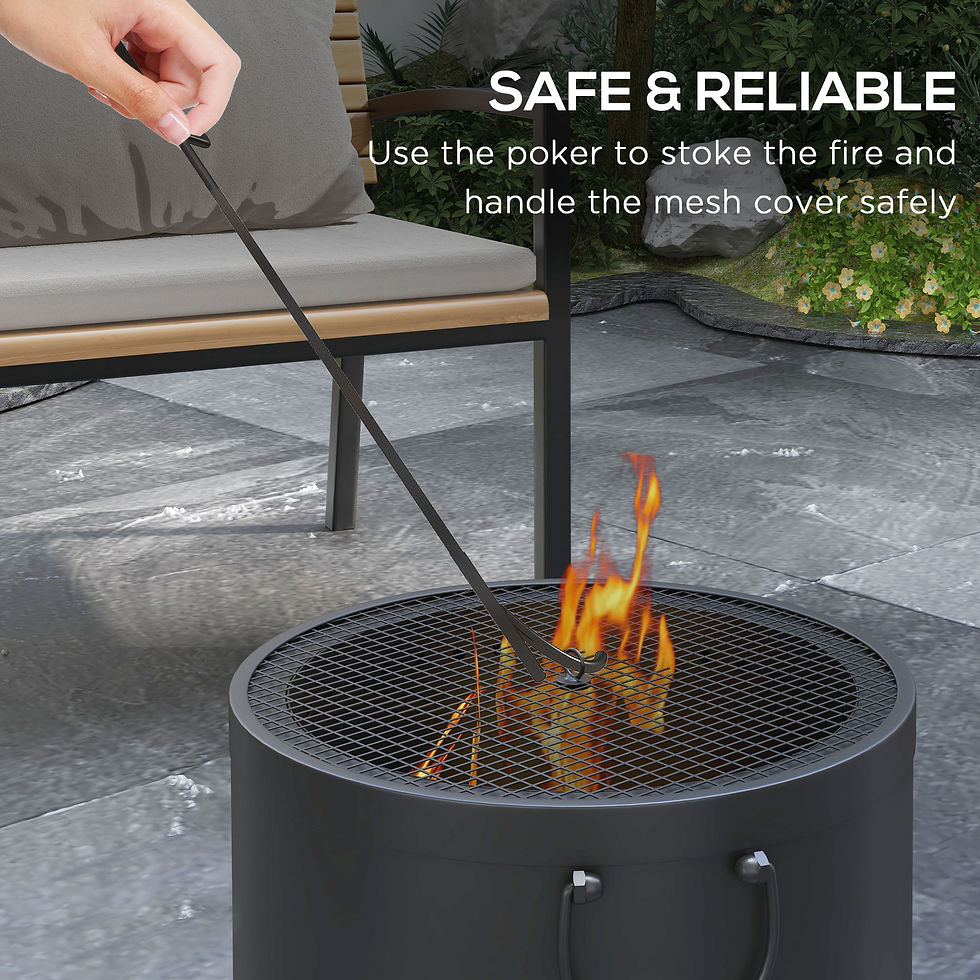 Thumbnail: Smokeless Fire Pit, 38cm Portable Wood Burning Firepit with Spark Screen and Pok