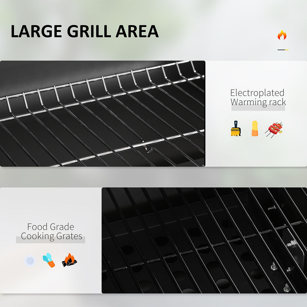 Thumbnail: Charcoal Grill, with Height-Adjustable Coal Pan - Black