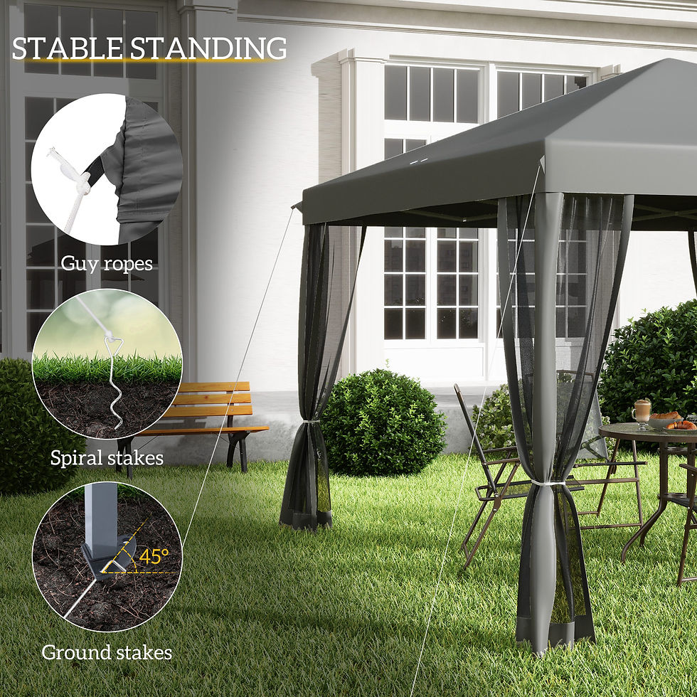 Thumbnail: 3 x 3 m Pop Up Gazebo, 420D Garden Tent Canopy with Removable Mesh Sidewall Nett