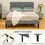 Thumbnail: HOMCOM Double Bed Frame with 5-Level Adjustable Linen Upholstered Headboard-Grey