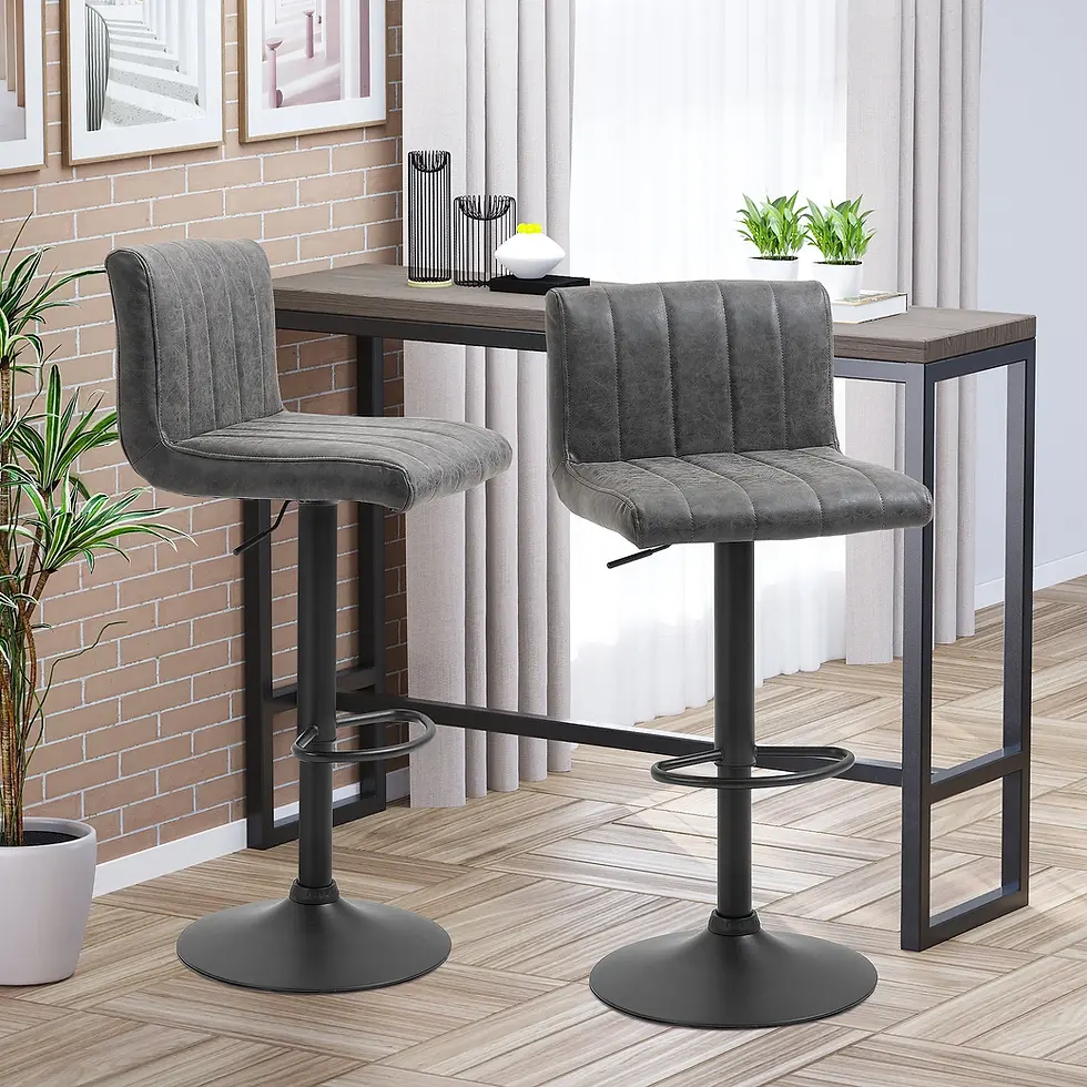 Padded Bar Stools with Backs: HOMCOM Ergonomic Counter Height Stools, PU Leather