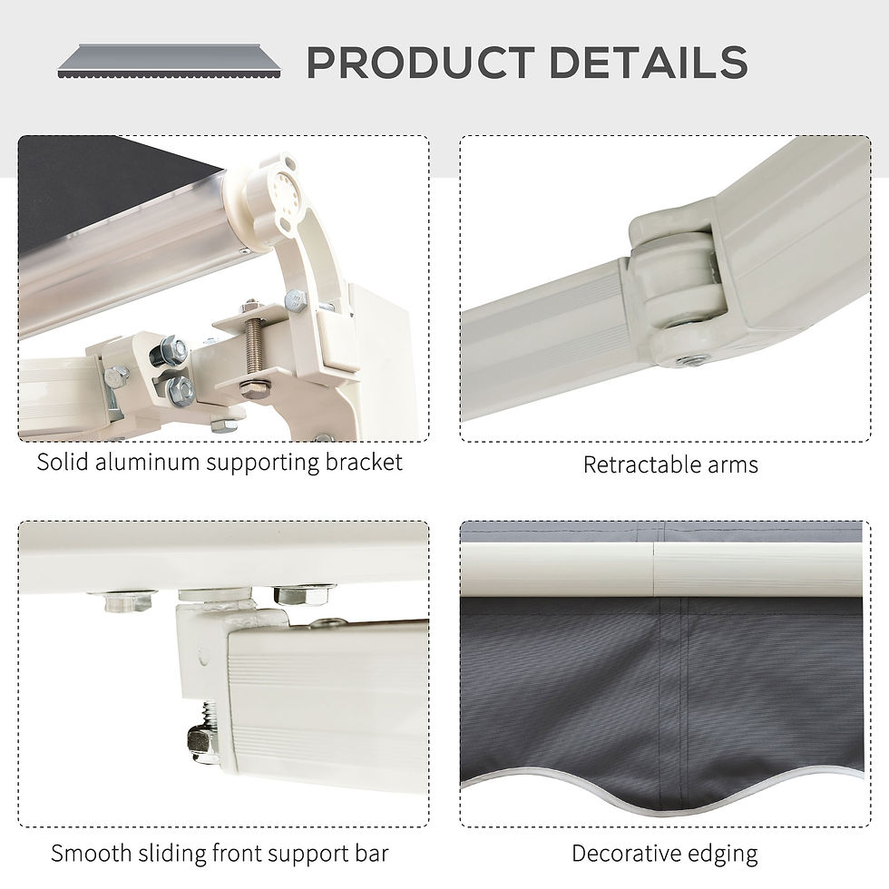 Thumbnail: 2.5m x 2m Garden Patio Manual Awning Canopy Sun Shade Shelter Retractable with W