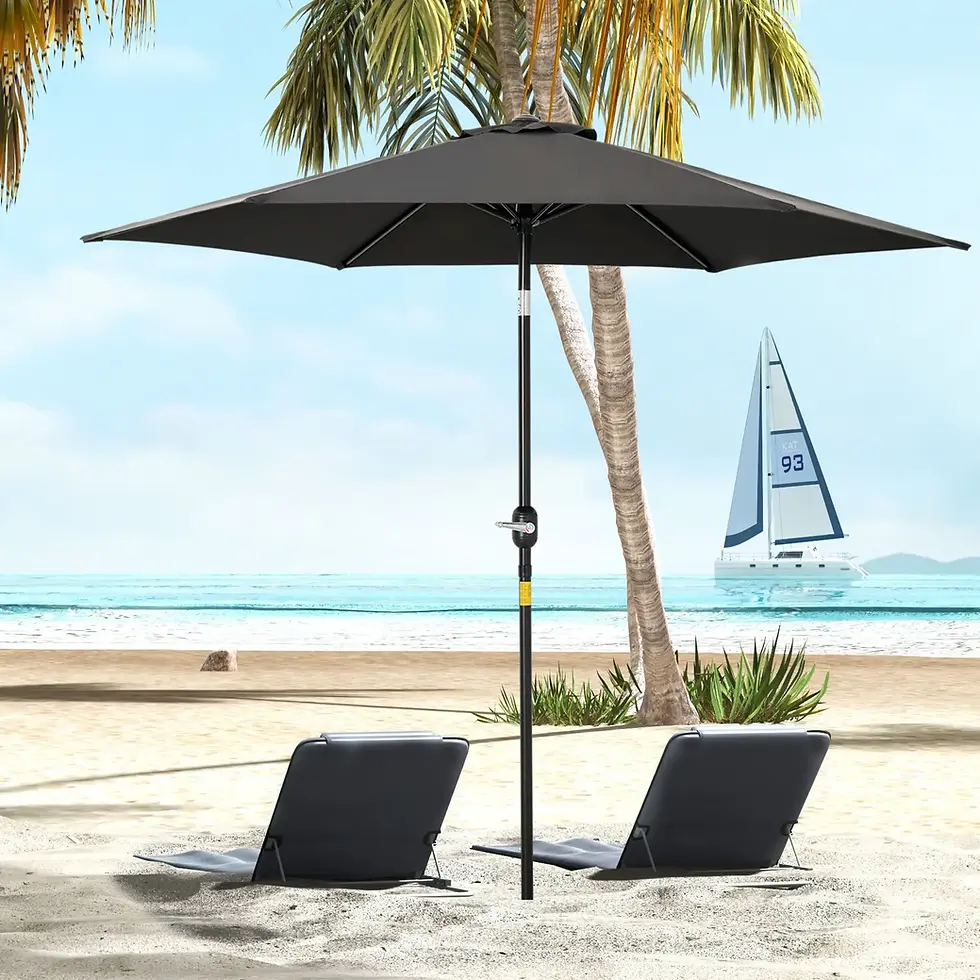 Outdoor Umbrella - Outsunny - 2.7M - Black - Tilt/Crank - Sun Parasol