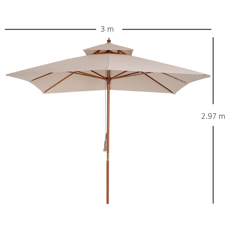 Thumbnail: 3 x 3 metre Patio Parasol Garden Umbrellas Sunshade Outdoor Wooden Parasol Canop