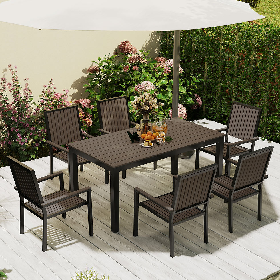 Thumbnail: 6 Seater Garden Dining Set with Stackable Chairs, Aluminium Frame, Rectangular P