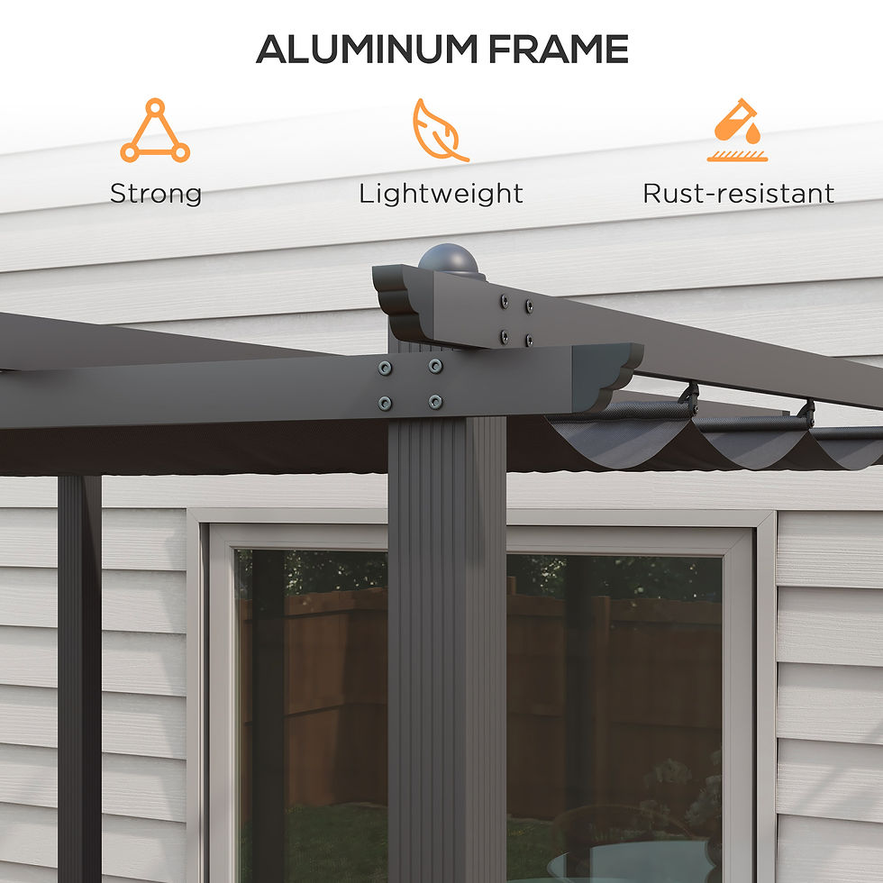 Thumbnail: Outsunny 3 x 3m Aluminium Pergola, with Retractable Roof - Dark Grey