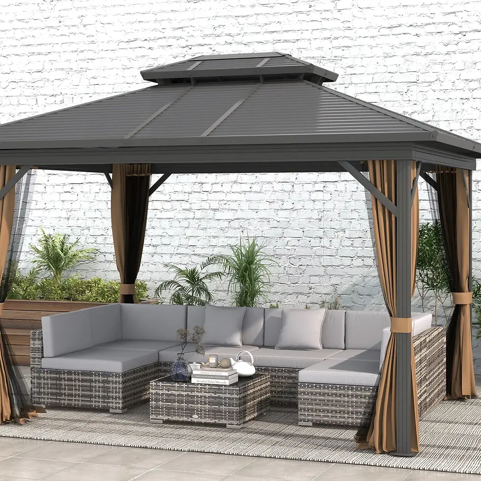 Thumbnail: Outsunny Seven-Piece Rattan Garden Set, with Glass-Top Table - Mixed Grey