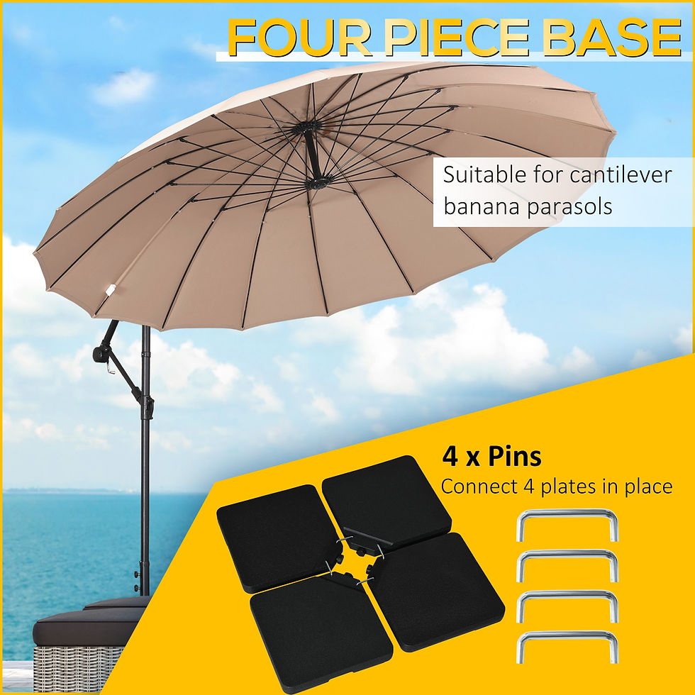 Thumbnail: Outsunny Four-Piece Plastic Cantilever Parasol Base - Black