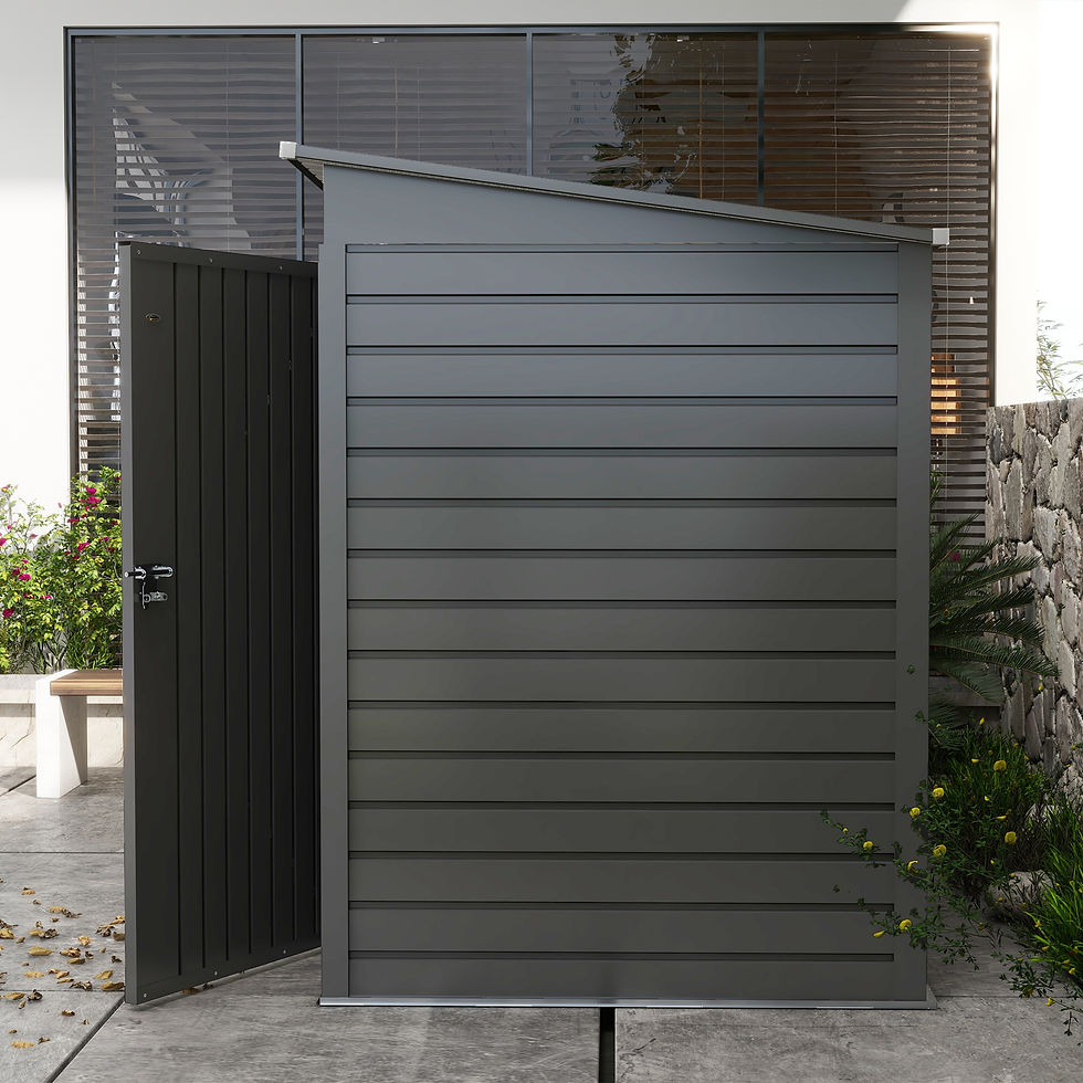 Thumbnail: 4 x 6ft Galvanised Metal Garden Shed, with Locking Door - Grey