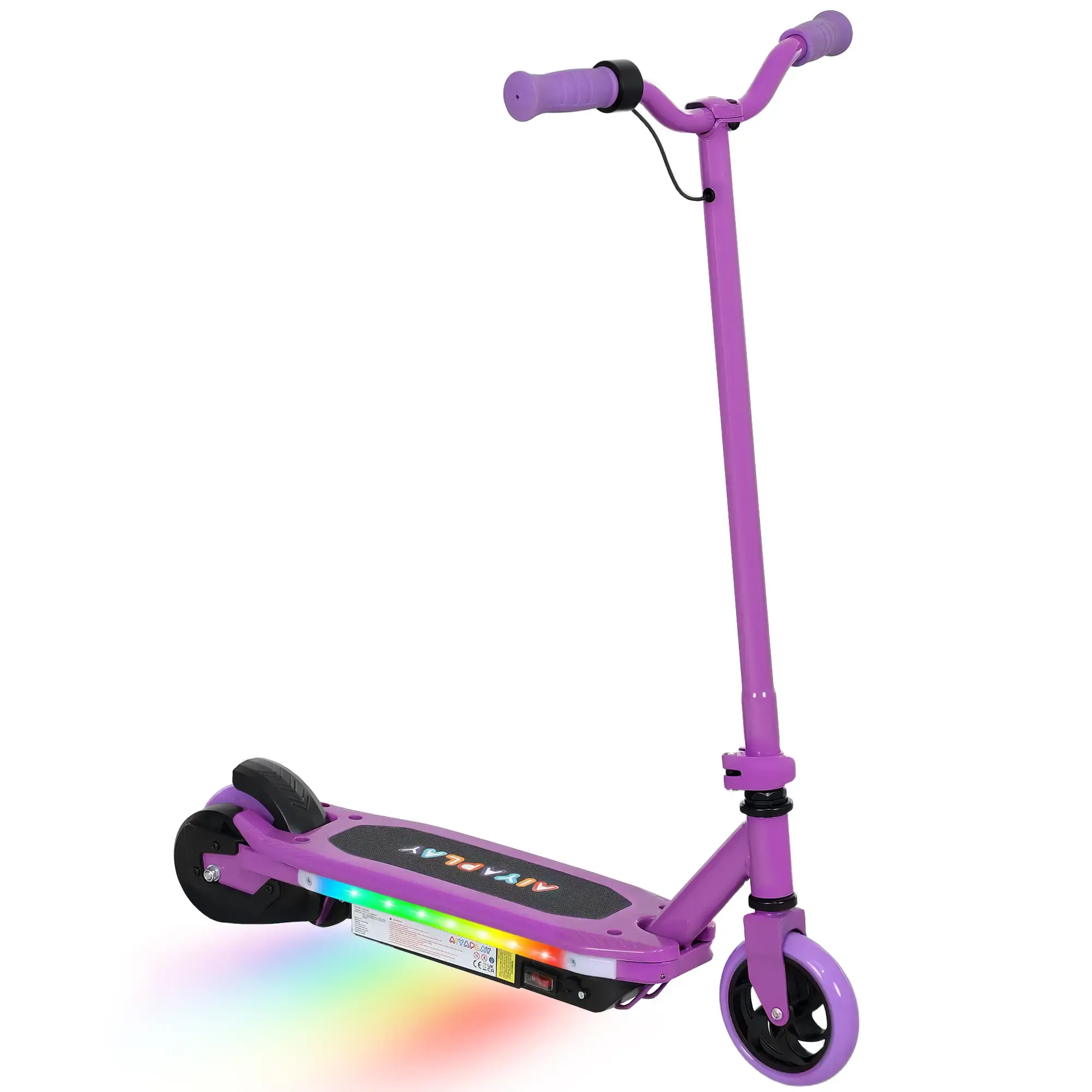Purple Kids Electric Scooter w/ Rainbow Lights & Electric Brake (Ages 6-14)