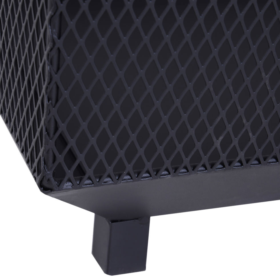 Thumbnail: Metal Square Fire Pit Outdoor Mesh Firepit Brazier w/ Lid, Log Grate, Poker for
