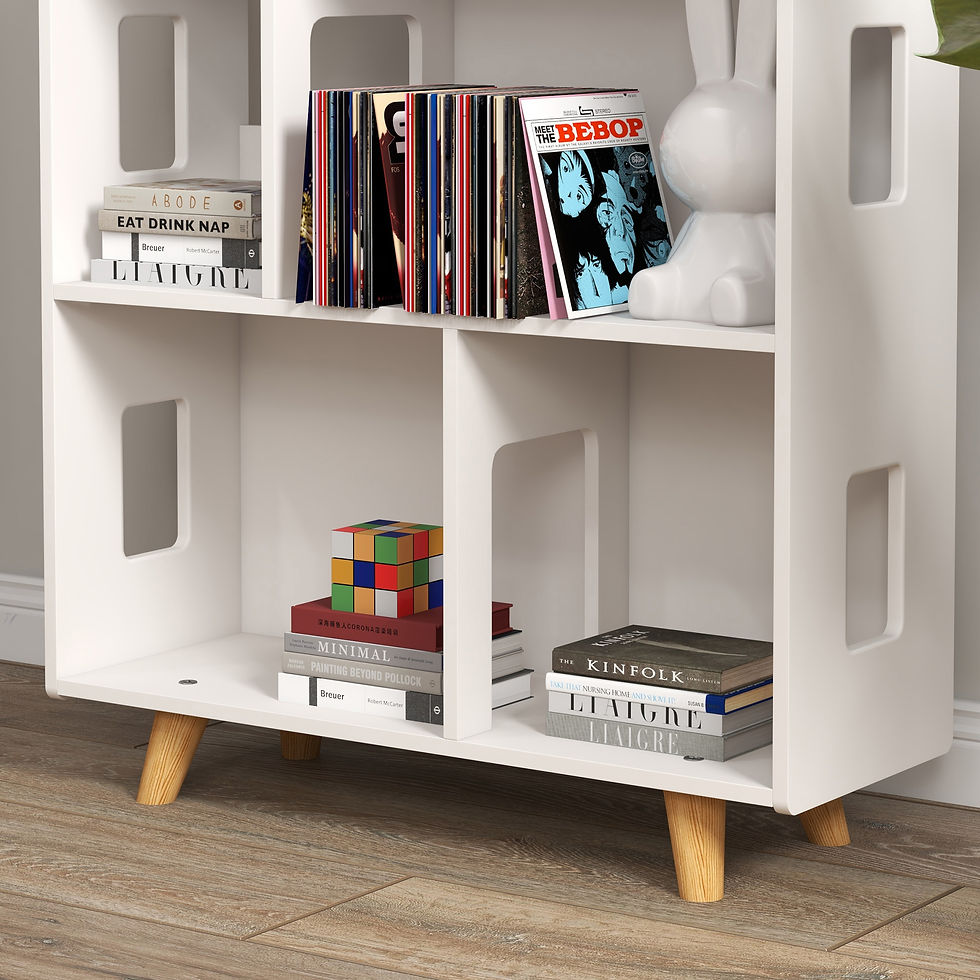 Thumbnail: ZONEKIZ Three-Tier Toy Storage Shelf, Kids Bookcase, with Six Cubes, for