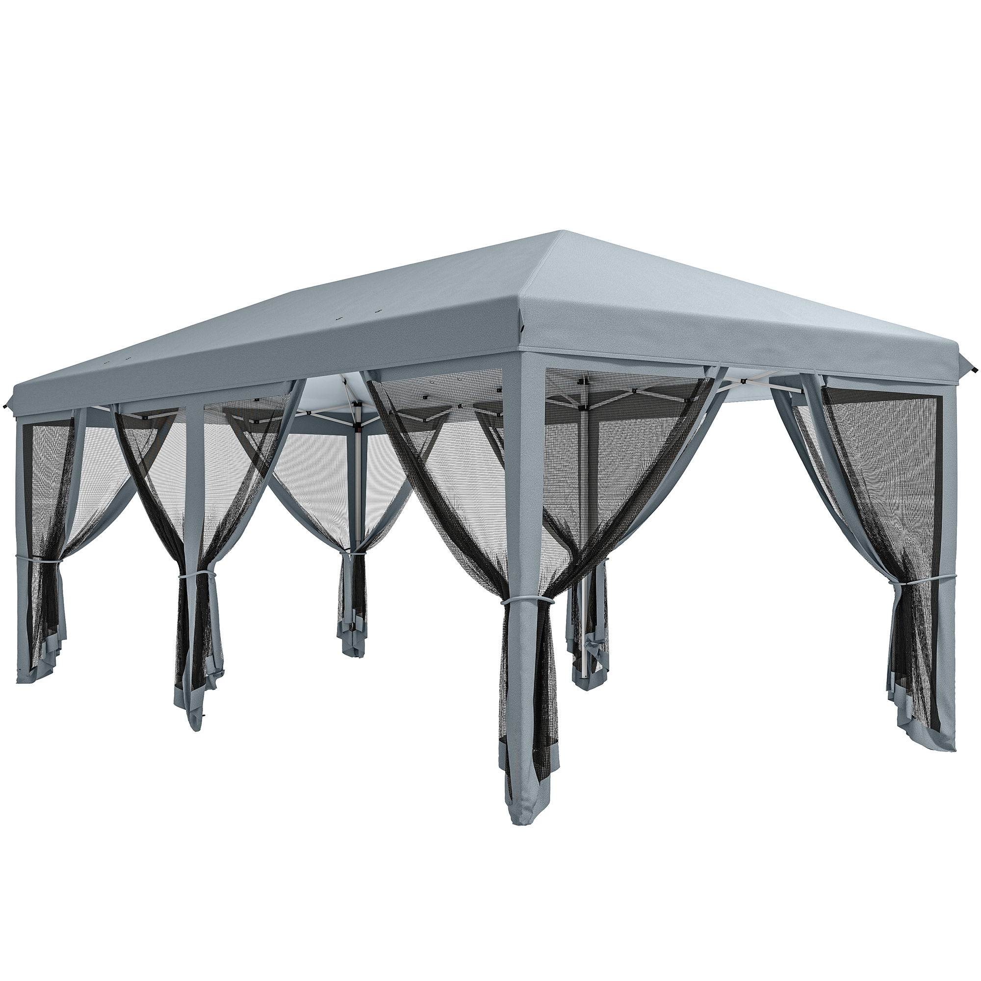 3 x 6m Pop Up Gazebo, Outdoor Canopy Shelter, Marquee Party Wedding Tent with 6