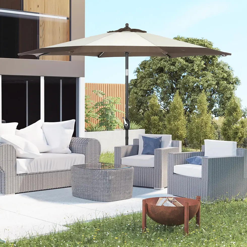 Outdoor Umbrella - Outsunny - 2.7m - Coffee/Cream - 8 Metal Ribs - Tilt/Crank