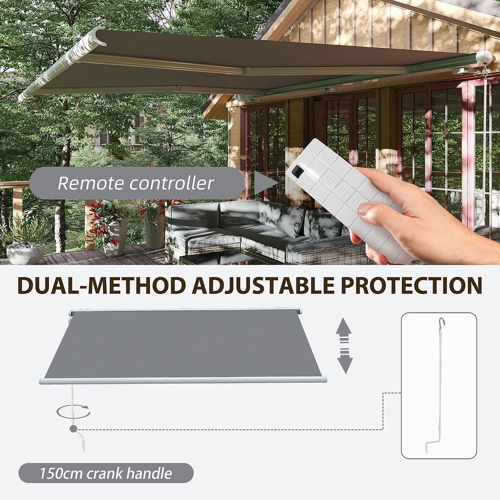 Thumbnail: 4x3m Full Cassette Electric/Manual Retractable Awning with Remote Controller, Su