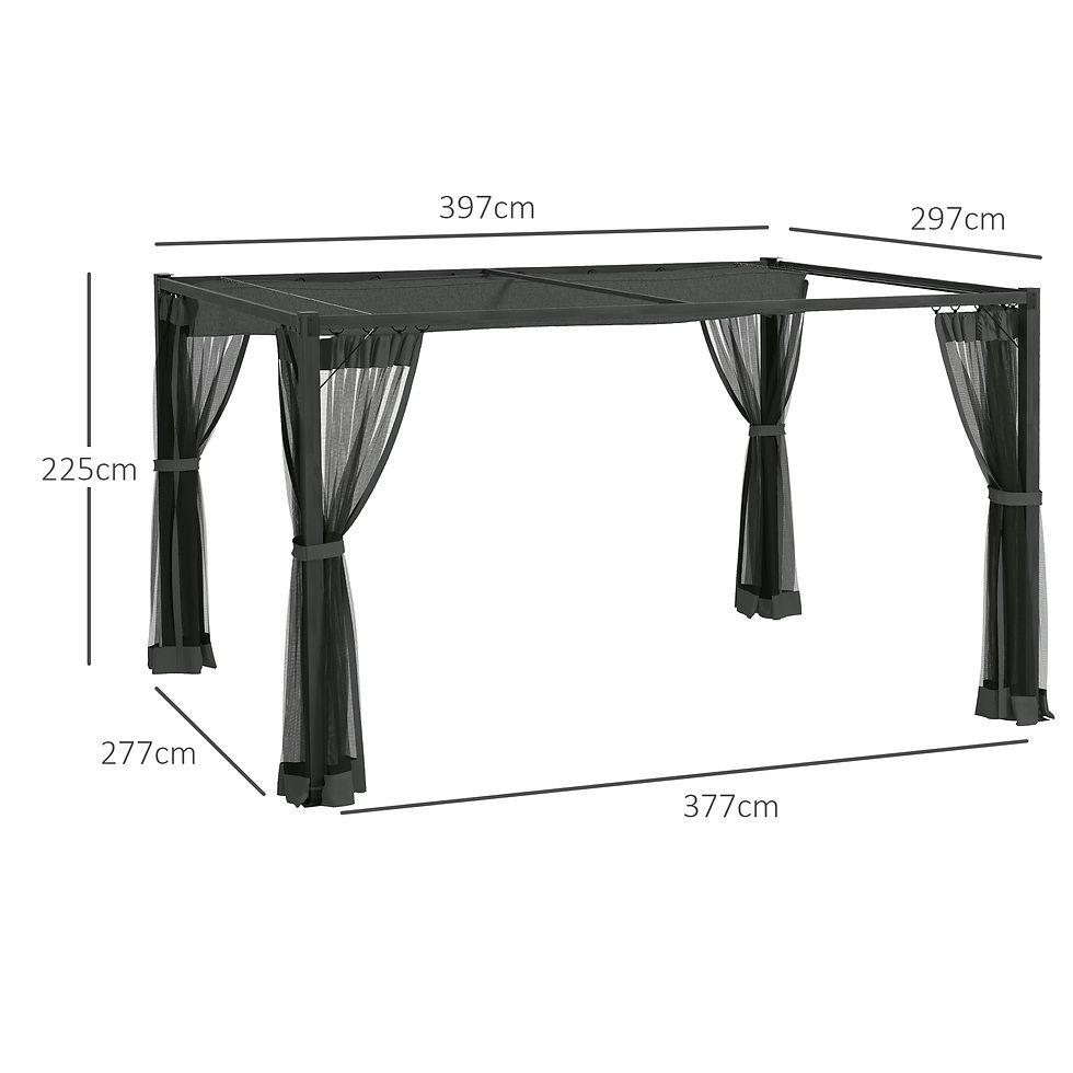 Thumbnail: Outsunny 3 x 4m Aluminium Frame Pergola, with Retractable Roof - Dark Grey