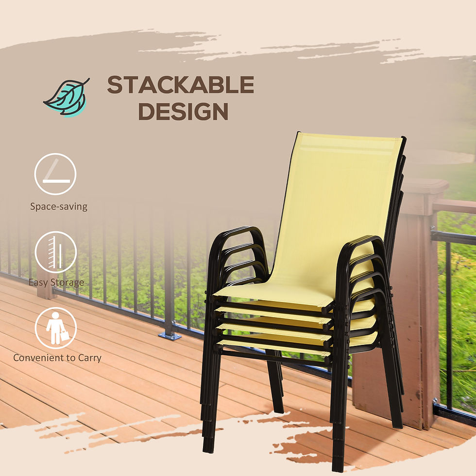 Thumbnail: Outsunny Set of Four Stackable Mesh Seat Chairs - Beige
