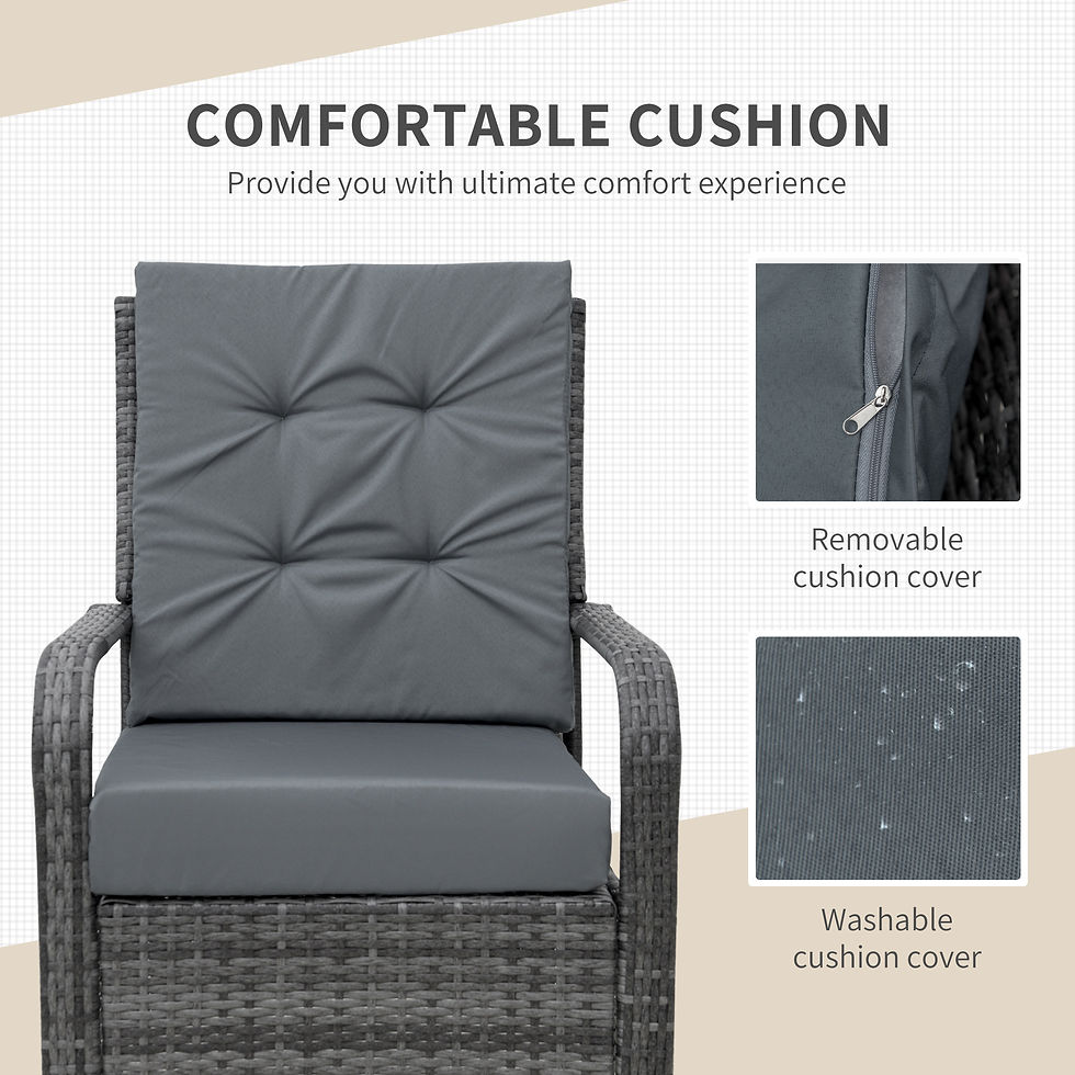 Thumbnail: 2-Seater Rattan Table Chair Bistro Garden Furniture Set Wicker Table Outdoor Pat