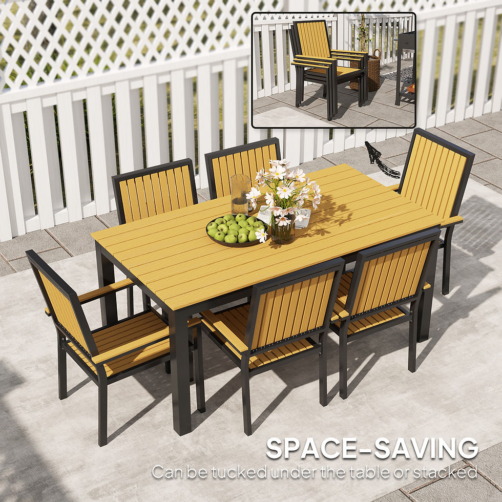 Thumbnail: 6 Seater Garden Dining Set with Stackable Chairs, Aluminium Frame, Rectangular P
