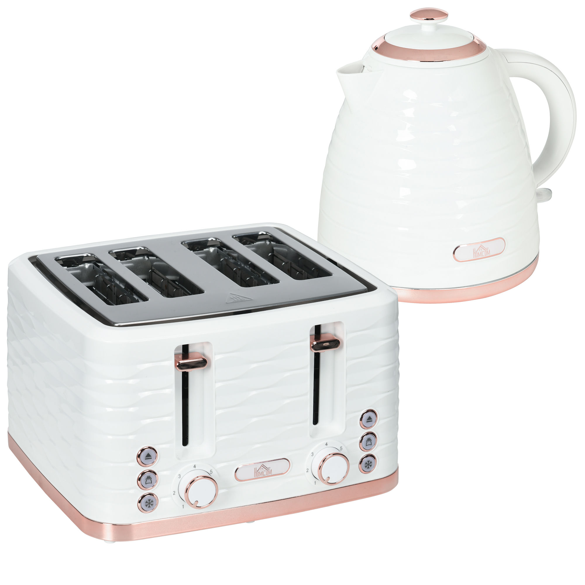 HOMCOM Kettle and Toaster Sets, 3000W 1.7L Rapid Boil Kettle & 4 Slice Toaster