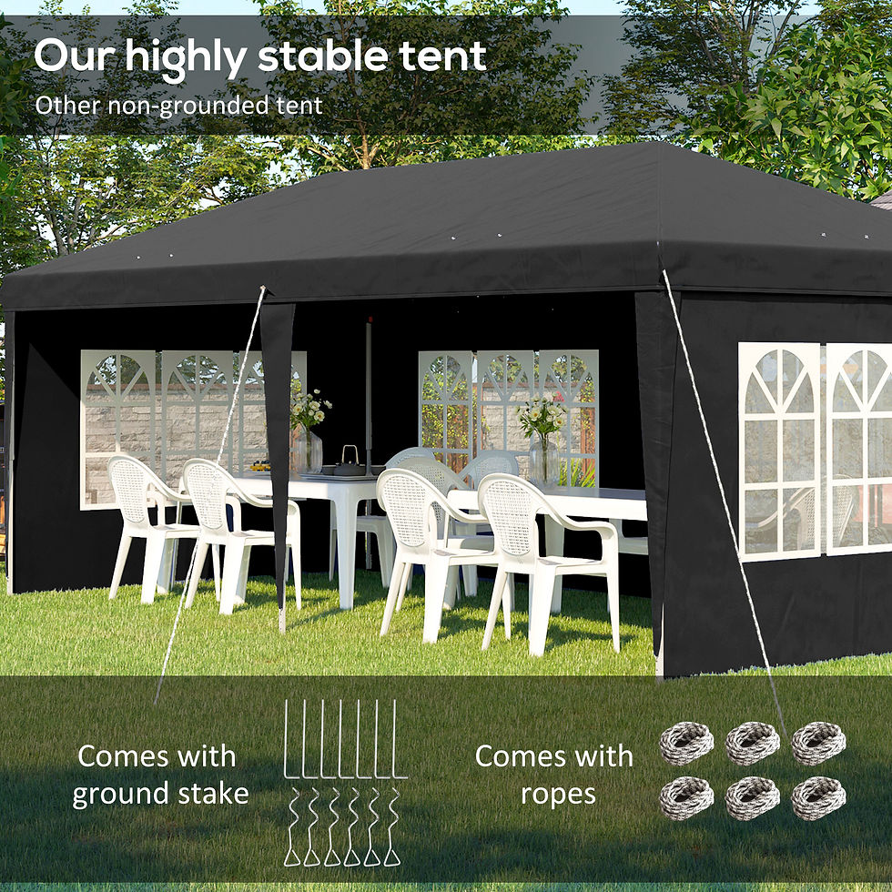 Thumbnail: 3 x 6m Pop-Up Gazebo, with Removable Walls - Black