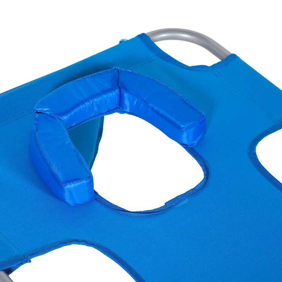 Thumbnail: Outsunny Foldable Sun Lounger with Reading Hole - Blue