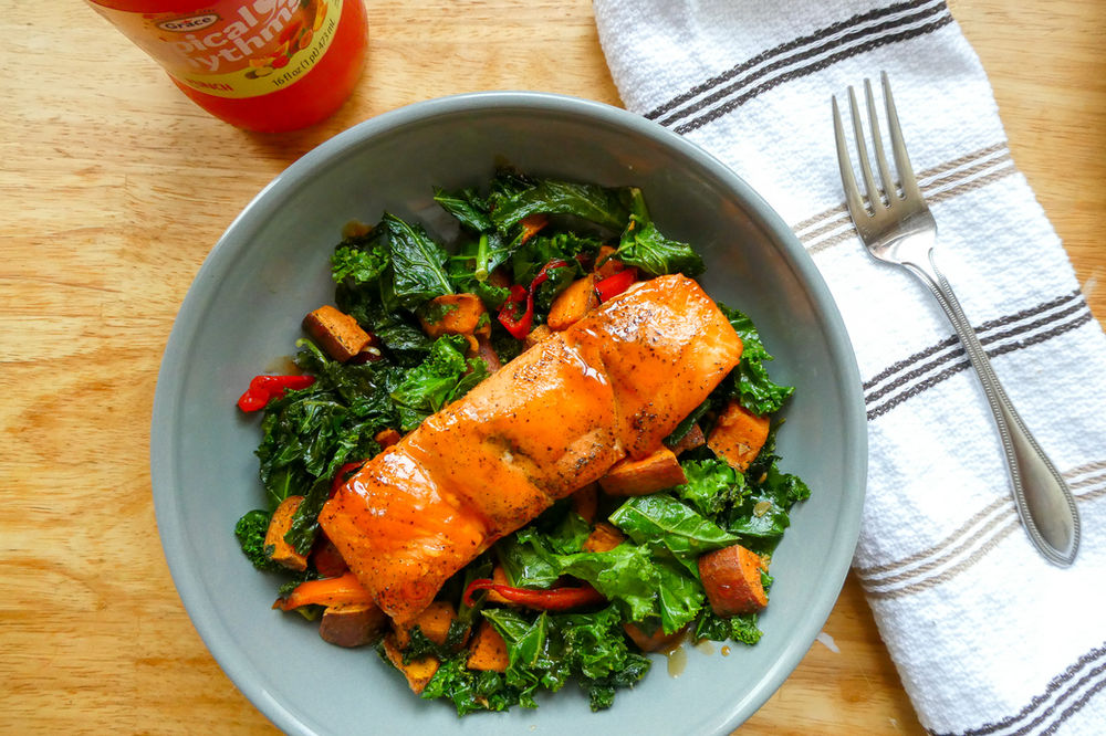 Sweet & Sour Salmon with Kale Salad