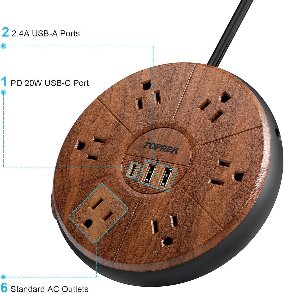 Thumbnail: Power Strip with USB, PD 20W USB-C Charging, 6.5 FT Extension Cord with 6 Outle