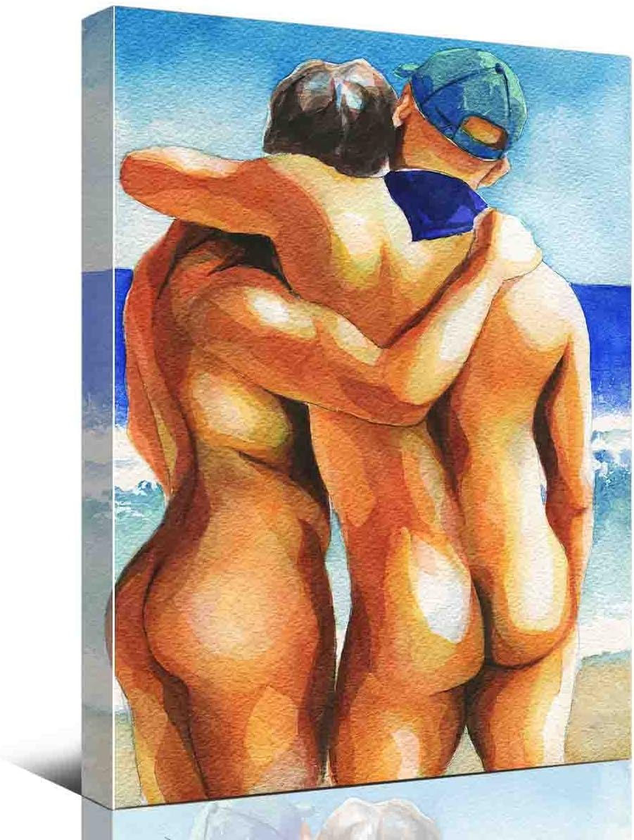 Thumbnail: 🎨 Vibrant Gay Man Watercolor Wall Art - 12"x16" Bathroom Decor