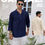 Thumbnail: men’s linen Henley shirt with 3/4 sleeves, four-button placket, and a relaxed, casual fit.