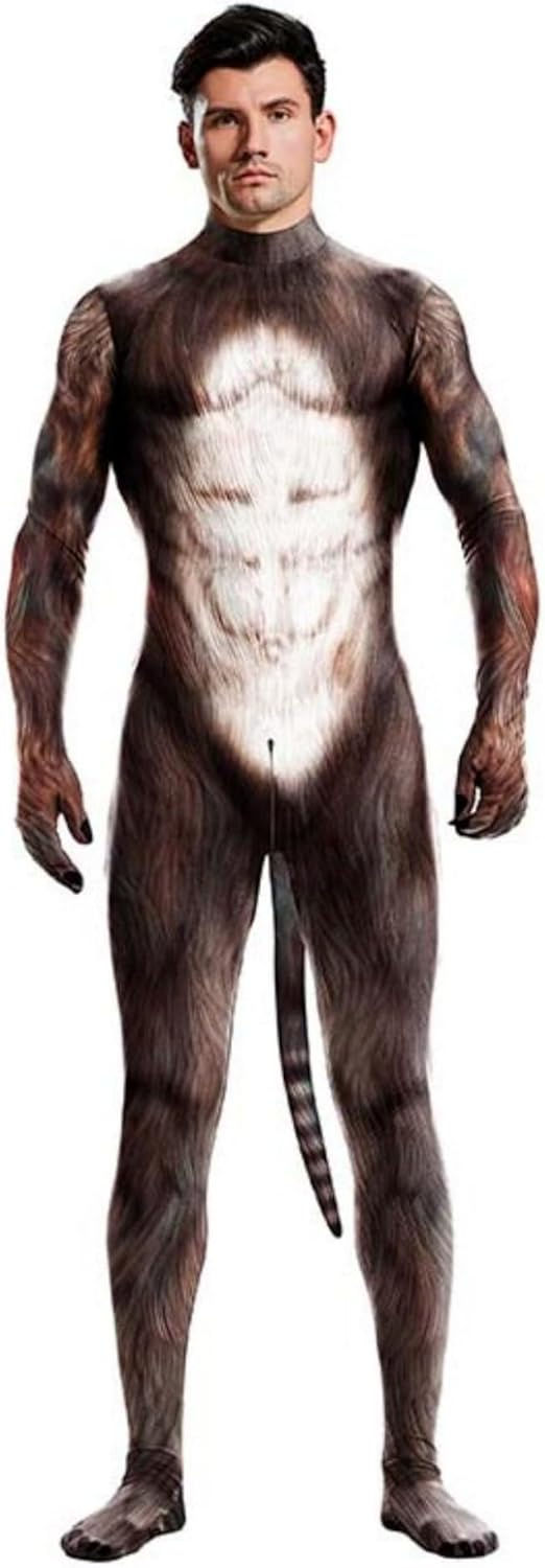 Thumbnail: 🎃 Men's Halloween Muscle Cat Bodysuit with Tail - Fun Cosplay Costume
