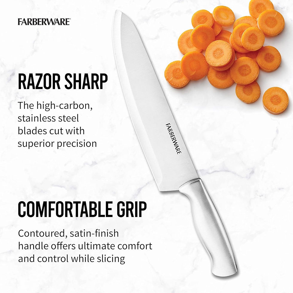 Thumbnail: FARBERWARE 15-Piece Kitchen Knife Set with High-Carbon Stainless Steel Blades, 