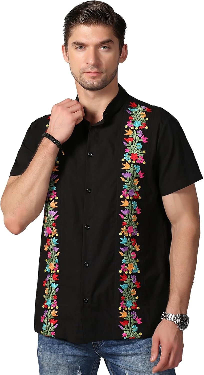 Thumbnail: Mexican Shirts for Men Traditional Men's Guayabera Dress Shirts Mens Button Up 