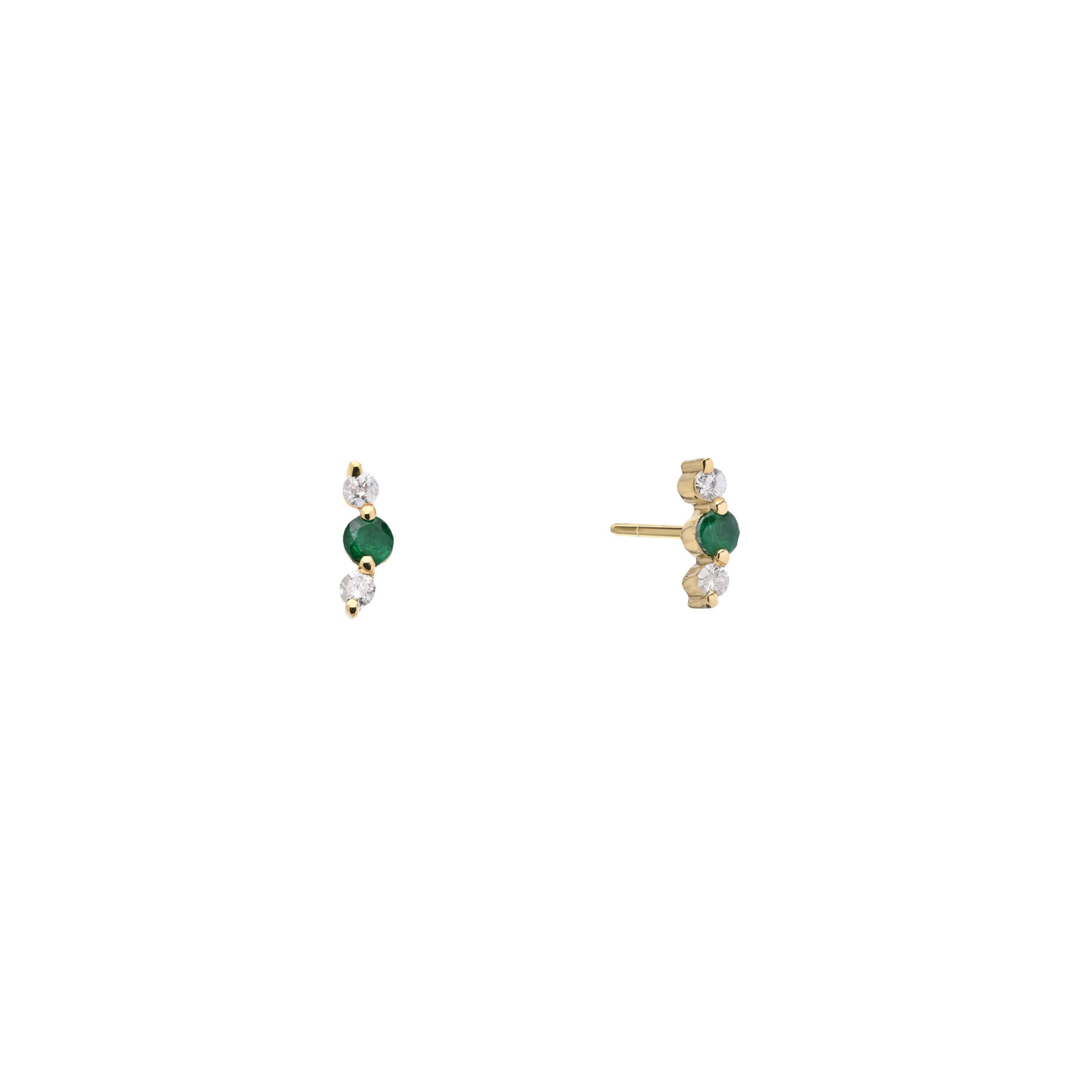 Diamonds And Emerald Stud Earrings