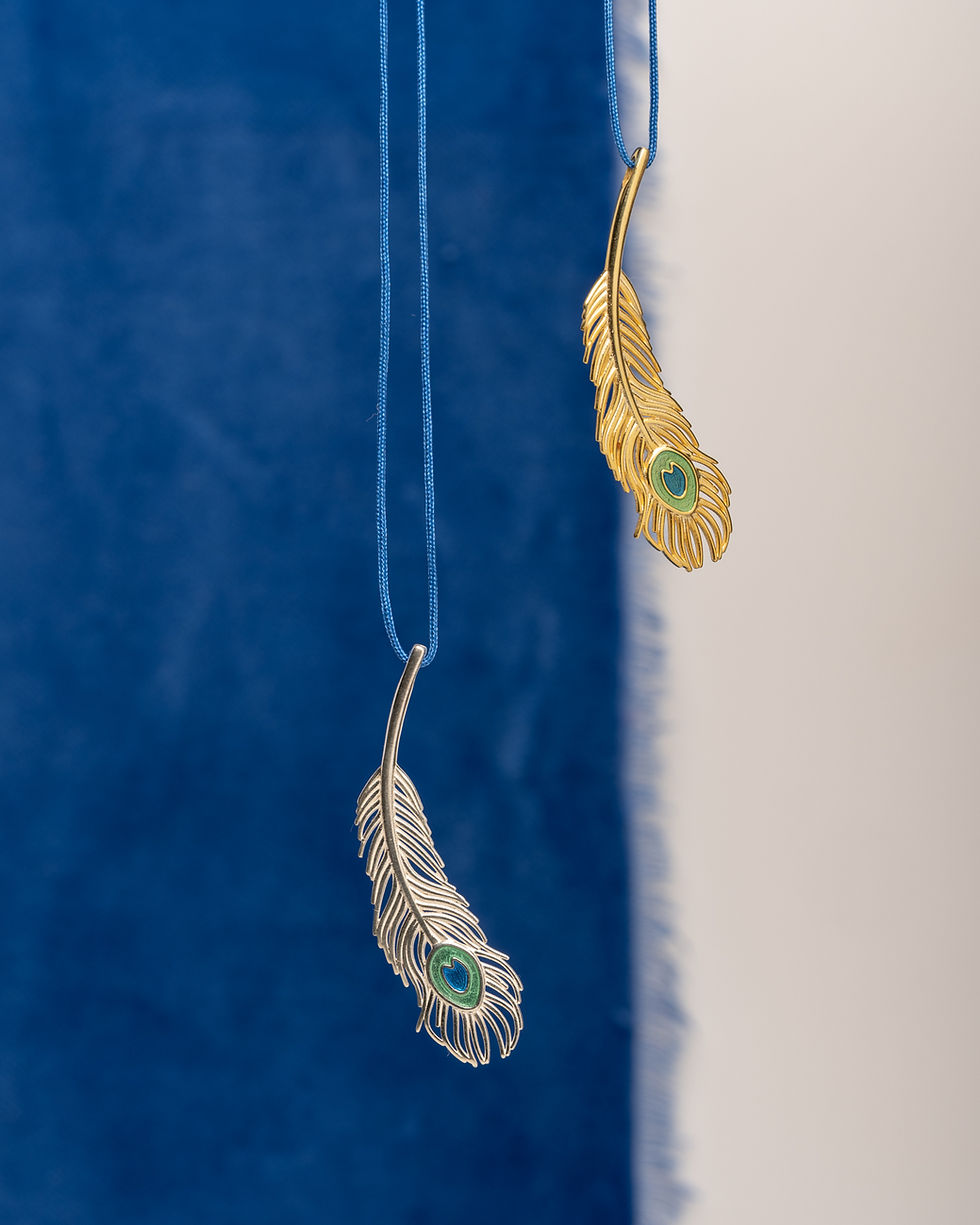 Thumbnail: Peacock Gold Feather Lucky Charm
