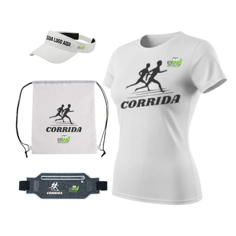 Kit Corrida Feminino: Babylook UV50, Pochete e Acessórios