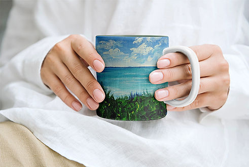 Monet's Seaside Overlook by Stefanie Fox Art - Coffee Mug