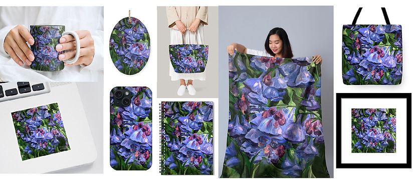 Expressionist Floral Botanical Painting A Walk in the Bluebells by Stefanie Fox Home Decor