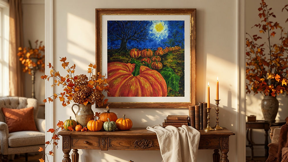 Post-Impressionist-Painting-Pumpkins-Under-the-Silvery-Moon-Original-Art-Stefanie-Fox-Sout